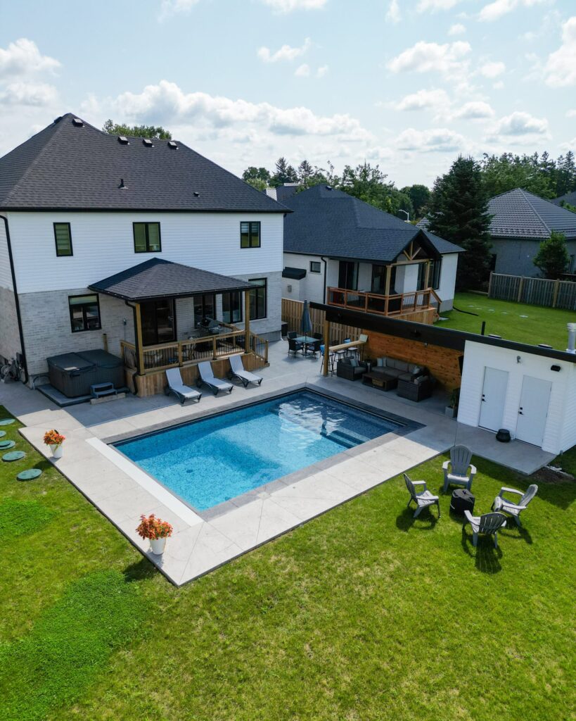 Finished concrete pool deck by Brosco Concrete