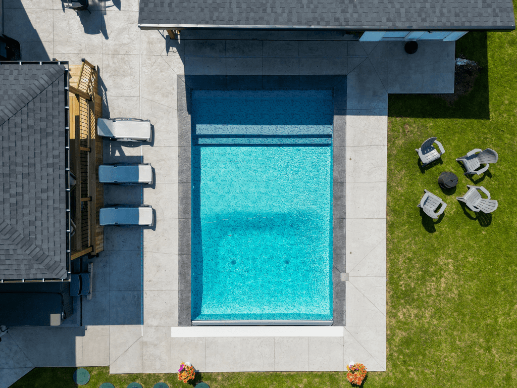 Finished concrete pool deck