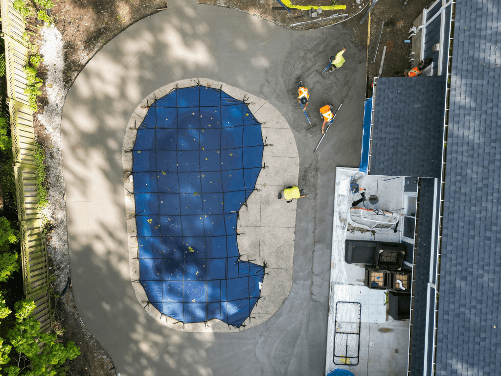 Finished concrete pool deck
