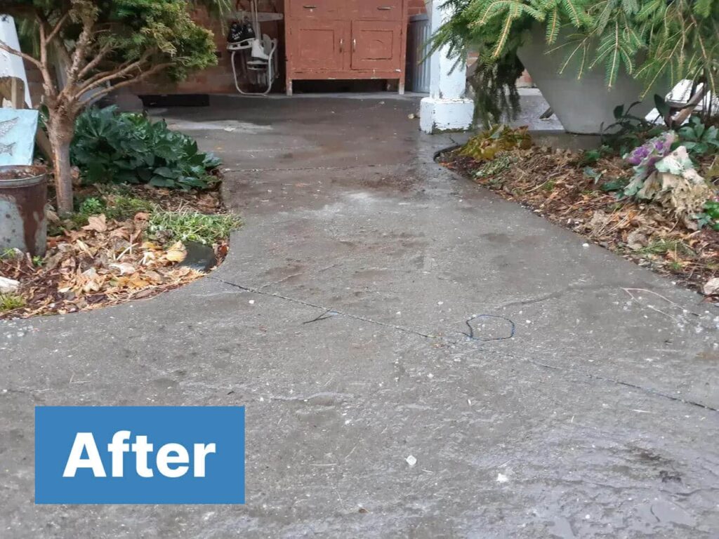 The same concrete slab raised back to grade with polyurethane foam