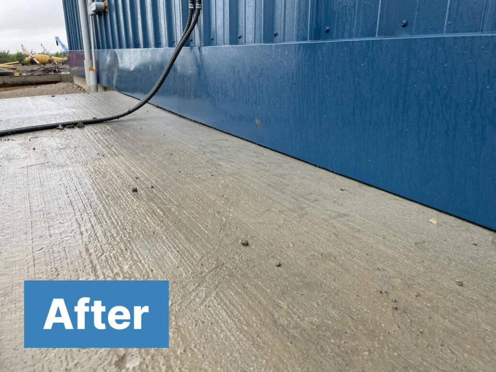 The same concrete slab raised back to grade with polyurethane foam