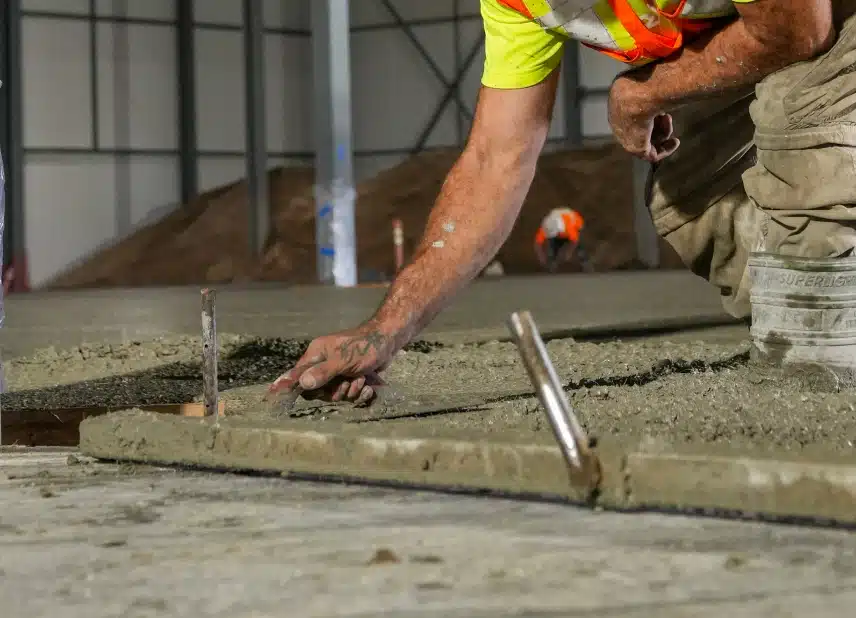 Brosco Concrete crew: hand-finishing slab edge