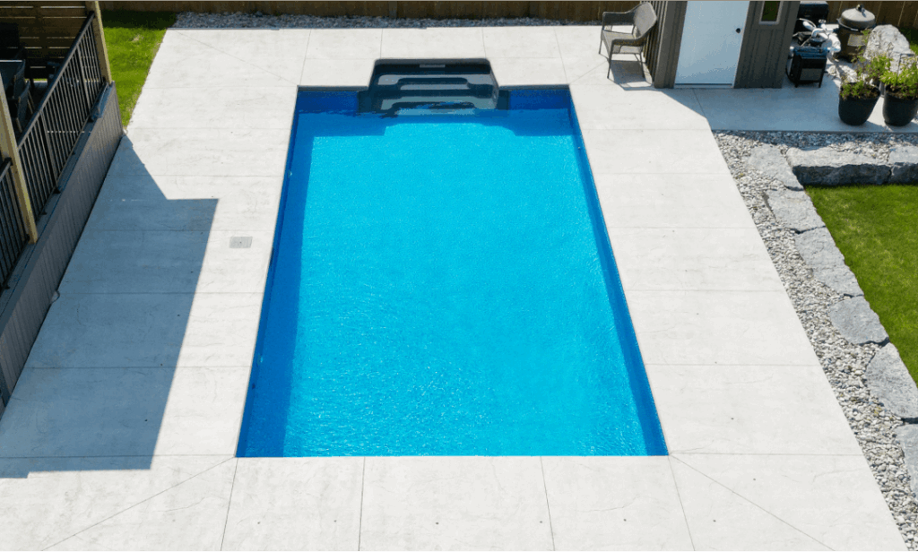 Finished concrete pool deck by Brosco Concrete