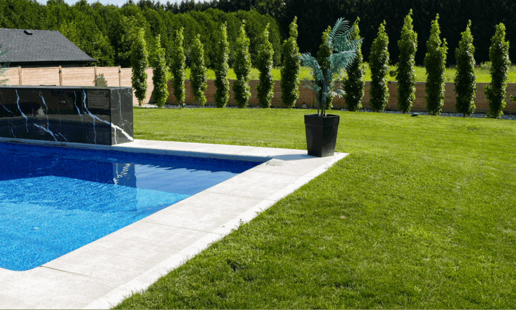 Finished concrete pool deck by Brosco Concrete