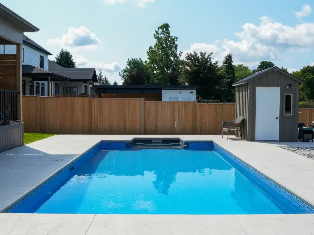 Finished concrete pool deck by Brosco Concrete