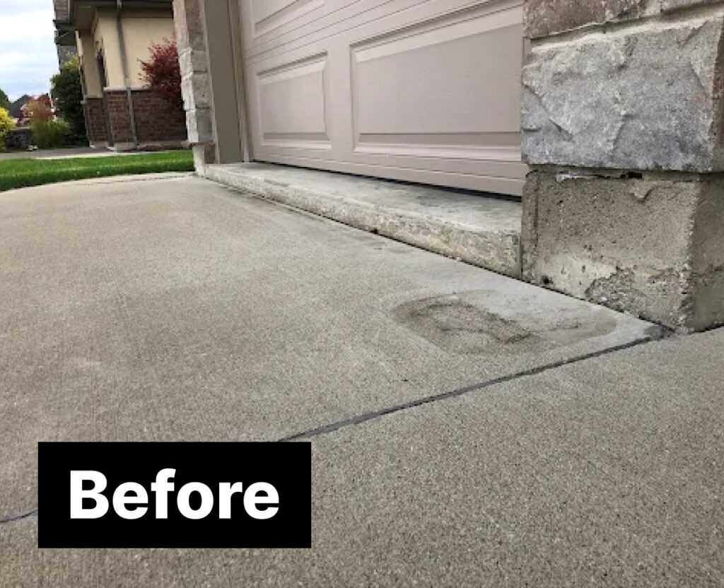 Settled concrete slab before polyurethane raising and levelling