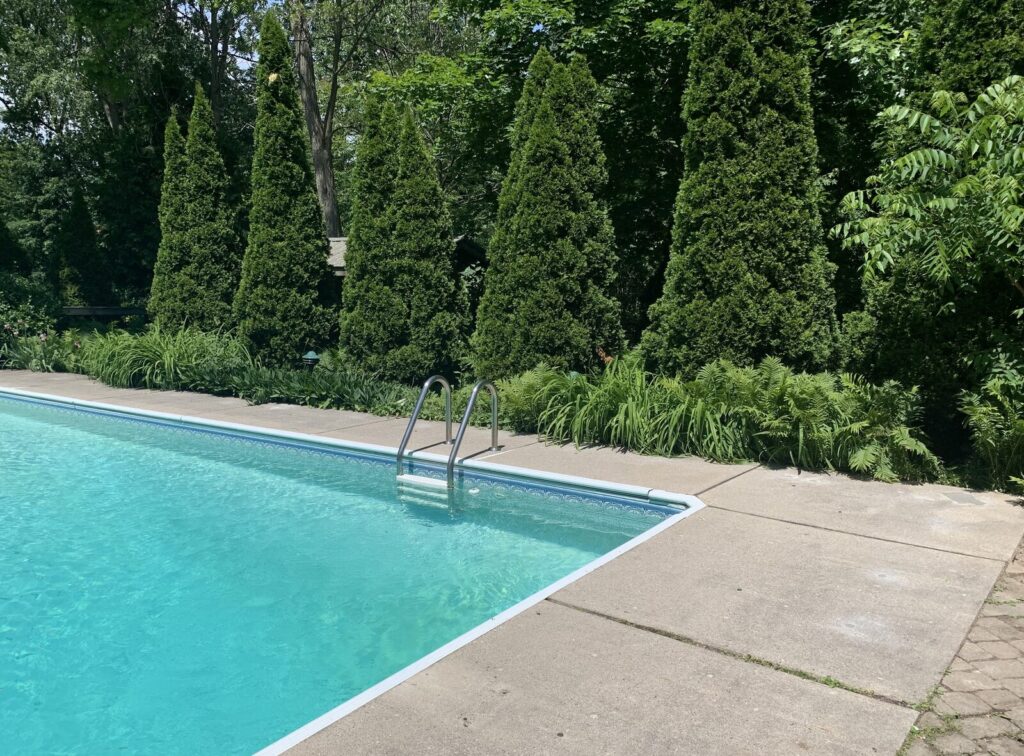 The same pool deck raised back to grade