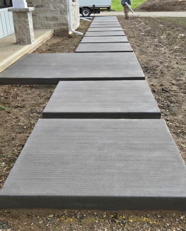 Lily pad concrete walkway with broom finish
